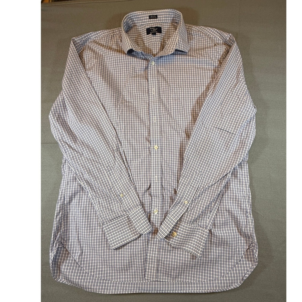 J.Crew Thompson Mens XL Blue White Tattersall Stains Under The Arm & Coller